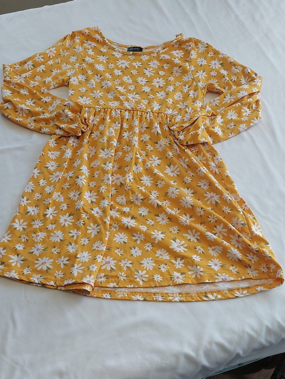 Picapino Girls' Yellow Daisy Print Long-Sleeve Dress SIZE 12